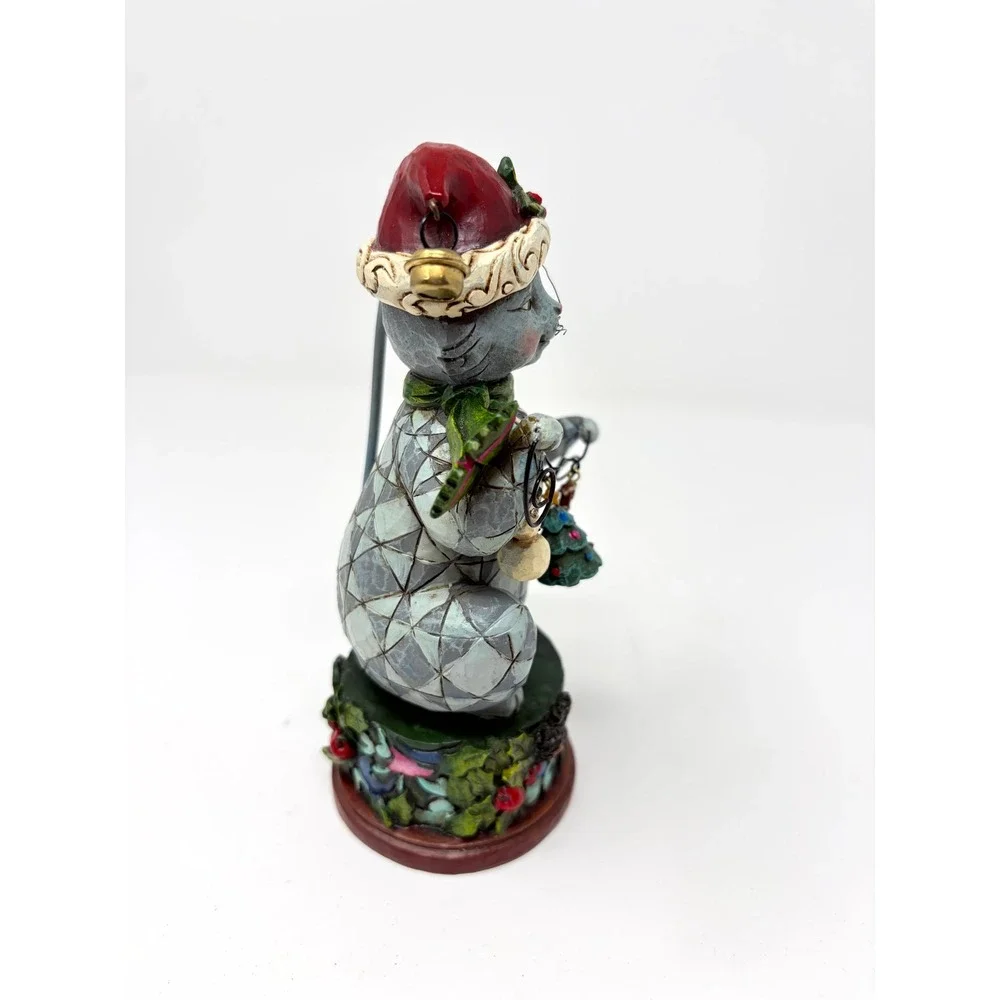 Jim Shore Heartwood Creek Christmas Cat Figurine Jingle Bell On Kittys Tail 2010